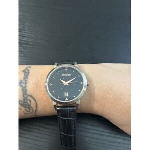 Etevon Starlite watch Design Black Leather Wristband Unisex untested AS IS